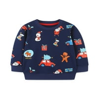 Jaweiwi Christmas Kids Boys Dukserski crtani ispisuje pulover dugih rukava Ležerna majica za Toddler