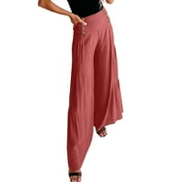 Nove lubenice crvene ženske casual duge palazzo hlače elastične visoke struke široke noge labave pantalone