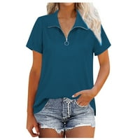 Ženski vrhovi bluza Žene kratki rukav Ležerne prilike, majice V-izrez plava m
