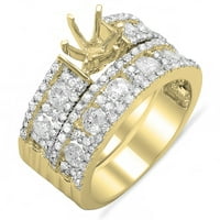 DazzlingRock kolekcija 1. Carat 14k okrugli dijamant Polu montažni prsten CT, žuto zlato, veličine 8