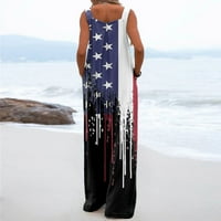 Požurite, dok zalihe Last Himiway Rompers za žene Ljetni modni američki zastava za kvrganje rub dugačke