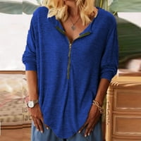 Ketyyh-Chn Ženske košulje tiskane vrhove majica casual čipke majice plava, 2xl