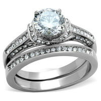 Njegova njena nehrđajućeg čelika Žene okrugli CZ Zaručnički prsten MENS CZ Vjenčana traka veličine W5m13