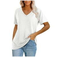 Ženska čvrsta bluza V izrez kratkih rukava Klasična majica Kombinacije običaje Osnovne tunike Essentily