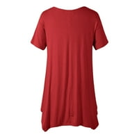 Dyfzdhu majica za žene Velike veličine Žene srednje dužine kratkih rukava Majica Labavi okrugli izrez