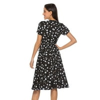 Mini haljine za žene V-izrez za odmor cvjetna haljina za tisak Dame kratka rukava