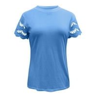 Žene T majice Crew vrat kratkih rukava Tunnic Košulje Čvrsto print plavi m