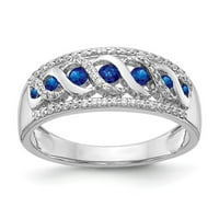 14k bijeli zlatni prsten za prsten dragulja safir okrugli plavi dijamant