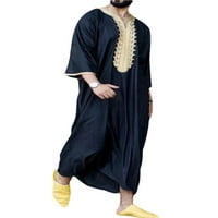 Emmababy Muška musliman Kaftan, Patchwork Collesslex Three Quarter rukava Ležerna košulja za berba za