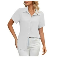 Leylayray ženska bluza Ženska modna casual košulja s kratkim rukavima s kratkim rukavima V-izrez bijeli