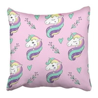 Bijela glava jednorog pop na ružičastoj dugi sažetak životinjska značka prekrasan crtani jastuk jastuk