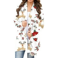 SKPBlutn ženski kardigan džemperi zimski jesen casual udobne vrhove modni print pušnjak lagani božićni