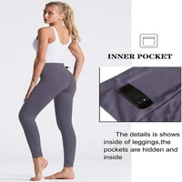 Kompresijske joge hlače s unutrašnjim džepovima u visokim strukom Atletski hlače Tummy Control Stretch