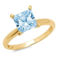 2ct princeza rez plavi simulirani dijamant 18k žuti zlatni ugraving izjava bridalna godišnjica angažmana