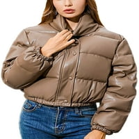 Glonme gumb dole zadebljana jakna za žene kratke zimske tople jakne puffer casual pune zip mjehuriće