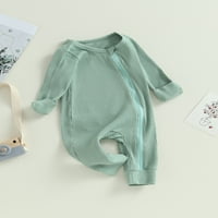 Wasseryje novorođenčad dječje djevojke s dugim rukavima CATCH ROMPER Čvrsta boja patentni zatvarač rebrasti skokovi Ležerne proljeće jesenska odjeća 0-18m