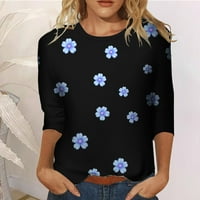 Lroplie ženska majica s ljetnim okruglim vratom Tri četvrtine rukava komforana cvjetna bluza za bluzu