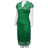 Clearsance Ljetne haljine za žene Dužina koljena Ležerne prilike od punog rukava V-izrez Haljina zelena