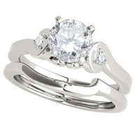 Mauli dragulji Carat Diamond Angažman prstenovi za žene, 10K čvrsti bijeli zlatni zidni prsten za vjenčanje