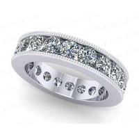 Natural 3.00ct okrugli rez dijamantski kanal Set Milgrain Ženska godišnjica vjenčanja vječnosti Band prsten od punog 18k bijelo zlato F VS2