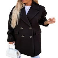 GRIANLOOK Ženska jakna s dugim rukavama na dugih rukava izrez Elegantni kaput kardigan ženski midi duljina