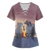 Ženski vrhovi grafički grafički grafički otisci Bluza Radna odjeća Žene Ljetne majice kratkih rukava svijetlo sive m