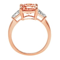 3CT Asscher Cred Simulirani dijamant 18k ružičasti ružičasti zlatni graviranje Izjava godišnjice Angažovanje