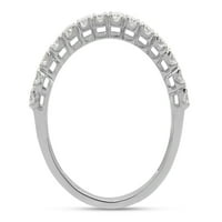 CT. T.W okrugli laboratorija kreirao je moissan dijamantnu poluvremenu prsten za slaganje za žene u 14K čvrsto bijelo zlato -8