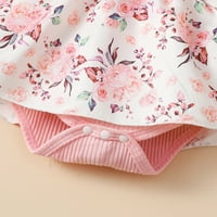 Akiihool Baby Girl odijelo za bebe Djevojka zimska odjeća Vintage cvjetni romper kvadratni vrat dugim