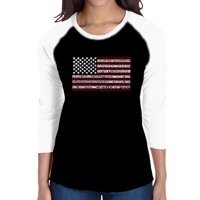 Ženska majica Raglan Word Art - States USA zastava