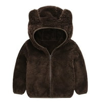 Dezed Toddler Fleece jakna za čišćenje dječaka Djevojke Solid Boja plišana slatka medvjedi uši zimska