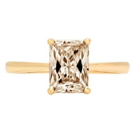 2CT smaragdni rez braon šampanjac simulirani dijamant 18k žuto zlato graviranje godišnjice Angažovanje vjenčanog prstena veličine 3,75