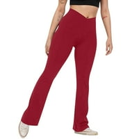 Žene casual visokih struka joga hlače Solidna boja Flarne Workout Sportske pantalone Hlače Yoga gamaše