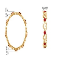 Otvoreno srce Puni vječni prsten sa laboratorijama stvorio rubin za žene, 14k žuto zlato, SAD 10,50