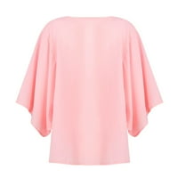 Ženske vrhove ruhove casual bluza Ispisuje žene majice V-izrez Ljetna tunika ružičasta 3xl