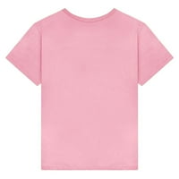 Ženski vrhovi kratki rukav casual bluza tiskane ženske majice CREW vrat ljetni ružičasti xl