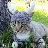Slatka crtana ručno izrađena mačka pamučna kapa za šešir sa rogom pribor za dekor kućnog ljubimca