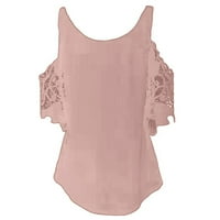 Jednostavne ljetne ženske vrhove bluza rukav za slobodno vrijeme, ružičaste majice Pink XL
