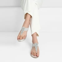Parovi snova Žene Rhinestone Thong sandale Ljetni ravni sandalni gležnjače cipele spparkly