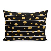 Žuta zlatna polka točka na linijama Golden Confetti crni jastučni jastučni poklopac jastuk jastuk