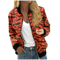 Feternalne jakne za žene Dugih rukava Lagana zip useljena modna printa Outerwear Lesual Quilted Jackets