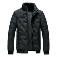 Muški zimski čvrsti podstavljeni termalni pamučni kaput casual pune zip up štand jakne lagane topline