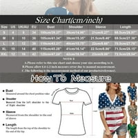 Majice za žene Ručno oslikana američka majica za zastavu V-izrez TEE majica PULR cvjetni ispis labavi