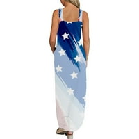 Odeerbi 4. juli Patriots Ljeto Maxi haljina za žene Split Haljina na plaži Labava haljina Ležerne s