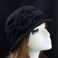 Papaba kuglač šešir, modna žena vunena crkva Cloche Flapper šešir Lady kašika zimska cvijeća kapa