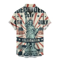B91XZ Muška majica Muški ljetni 3D tiskani kardigan Dnevno casual majica kratkih rukava Američka zastava