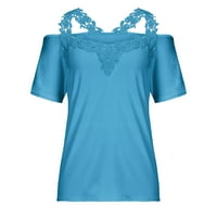 Aloohaidyvio Nema granica za uklanjanje vrha, modni ženski ljetni V-izrez Ležerne čipke patchwork solid caims bluze