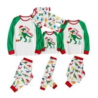 Calsunbaby Porodica koja odgovara Božićni pidžami Postavljeni crtani dinosaur Print dugih rukava na