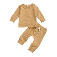 Unizirane odjeće za djecu od djeteta, dugih rukava s dugim rukavima od punog boja, hlače s dugim rukavima