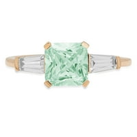 1.62ct Squared Emerald Cut VVS Pravi sukob Besplatno zeleno simulirano dijamantski štanđani puni 18K